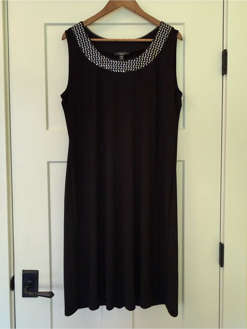 R&M Richards Black Beaded Collar Midi Dress 14W